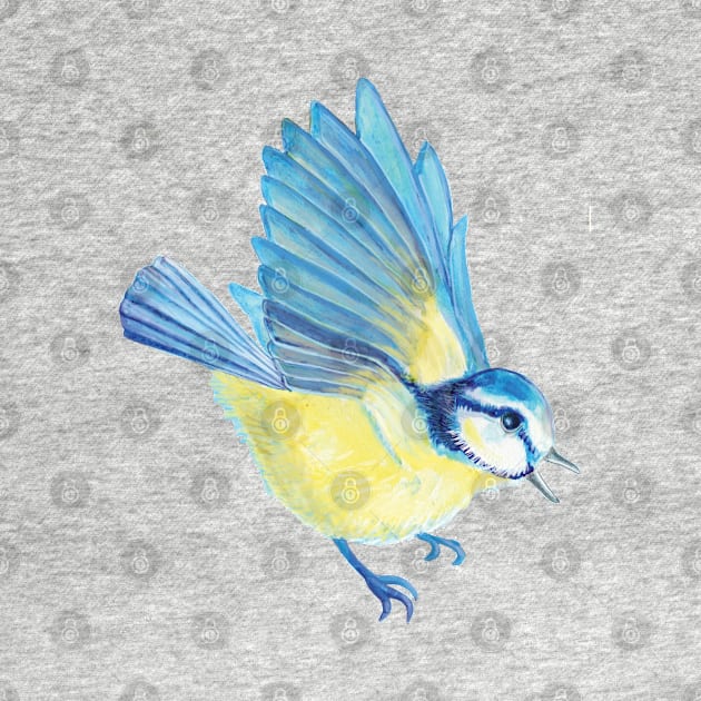 Great Tit (Paridae) flying by Julia Doria Illustration